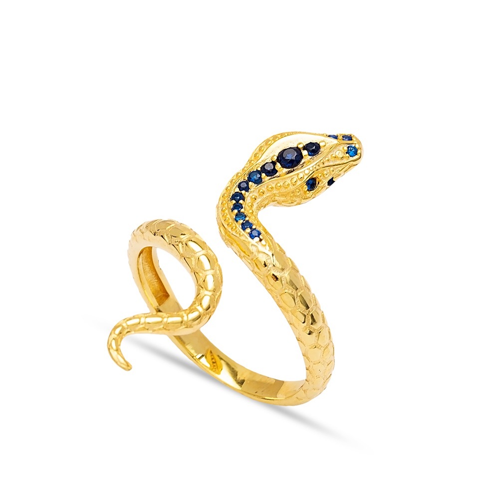 🐍💎✨ Sapphire Snake Ring - 925 Sterling Silver